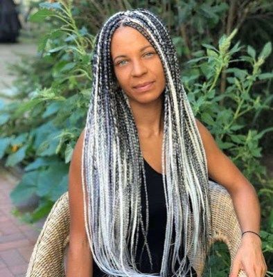 Small Crochet Box Braids, Claraito's Blog, Silver Hair Braids, Grey Braids, Grey Box Braids, Grey Hair Braids, Hair Box Braids, Hair Extensions For Black Women, Extensions For Black Women