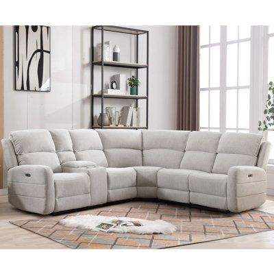 Experience unparalleled relaxation and style with our meticulously crafted 3-piece upholstered reclining sectional. This exquisite furniture ensemble is designed to transform your living space into a haven of comfort and luxury. Our sectional includes two loveseat recliners positioned at each end, accompanied by a plush corner sofa in the middle. This versatile setup allows for endless seating arrangements, accommodating your space and preferences with ease. Our sectional features an electric re Curved Reclining Sofa, Small Reclining Sectional, Reclining Sofa Living Room, Reclining Sectional Sofa, Curved Couch, Power Reclining Sectional Sofa, Loveseat Recliners, Wayfair Living Room, Room Couches