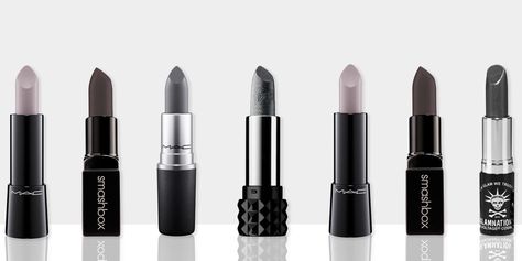 7 Gray Lipsticks to Make Lips Look Out-of-This World Bold Gray Lipstick, Neutral Lipstick, Grey Lipstick, Grey Eyeshadow, Blue Lipstick, Glamorous Hair, Gray Hair Highlights, Bluish Green, Make Me Up