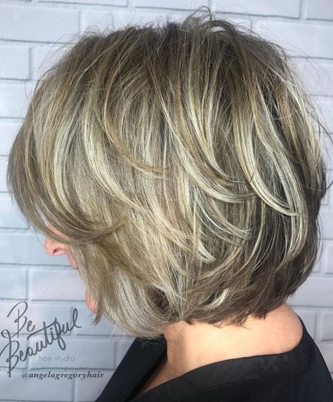 Modern Feathered Bronde Bob