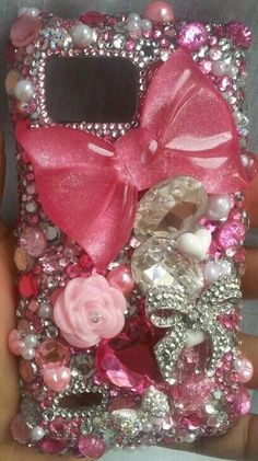 Bling, Sparkly, Shiny Things Decoden Phone Case Pink, Gyaru Phone, Bedazzled Phone Case, Phone Bling, Decoden Case, Bling Ideas, Hime Gyaru, Bling Phone Cases, Bling Phone Case