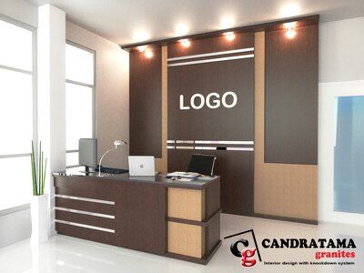 Backdrop Kantor, Office Reception Table Design, Interior Partition, Reception Table Design, Backdrop Tv, Interior Kantor, Modern Reception Desk, Reception Desk Design, Desain Furnitur Modern