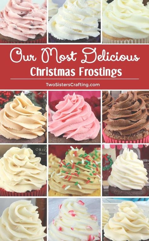 We have all of Our Most Delicious Christmas Frostings in one place so you can find the very best frosting for your Holiday baked goods..  Any of these yummy homemade frostings would be a great addition to your Holiday baking list, your Christmas Bake Sale or just as a special treat for your family. Save these yummy Christmas Icings for later and follow us for more great Christmas Food Ideas. #christmasdesserts #frosting #HolidayFrostings #TwoSistersCrafting Christmas Bake Sale, Christmas Frosting, Holiday Baked Goods, Pudding Recept, Best Frosting, Christmas Food Ideas, Holiday Baking List, Baking List, Frosting Recipes Easy