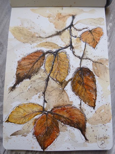 Art Videos Tik Tok, Tik Tok Art, Art Styles To Try, Autumnal Art, Art Room Ideas, Videos Tik Tok, Loose Watercolor Paintings, Watercolour Ideas, Autumn Leaves Art