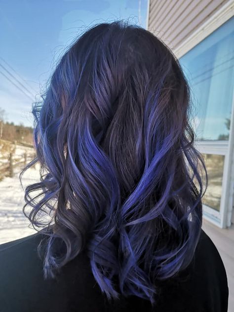 Highlight Your Beauty | Trendy Hair Color Ideas for Brunettes - hair cut Indigo Highlights Brown Hair, Indigo Dyed Hair, Dark Indigo Hair, Trendy Hair Color Ideas, Indigo Hair, Festival Hairstyles, Glitter Ideas, Brunette Hair Cuts, Dip Dye Hair