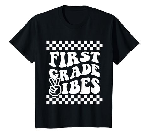 PRICES MAY VARY. Funny sayings with retro design for first grader on 1st day of 1st grade back to school Lightweight, Classic fit, Double-needle sleeve and bottom hem First Day First Grade, First Day Of Third Grade, First Day Of Second Grade, First Day Of First Grade, Gender Neutral Outfit, Hipster Kid, Girls Back, Checkered Design, Kindergarten First Day