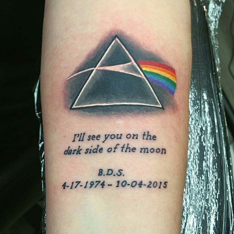 Pink floyd tattoo Pink Floyd Memorial Tattoo, Small Pink Floyd Tattoo, Pink Floyd Inspired Tattoo, Pink Floyd Tattoo Dark Side Of The Moon, Pink Floyd Wish You Were Here Tattoo, Pink Floyd Prism Tattoo, Pink Floyd Tattoo Ideas, Wish You Were Here Tattoo, Pink Floyd Tattoo Lyrics