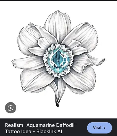 Aquamarine Tattoo, Daffodil Tattoo Design, Daffodil Tattoo, Realism Tattoos, Temp Tattoo, Realism Tattoo, Tattoo Idea, Tattoo Styles, Flash Tattoo