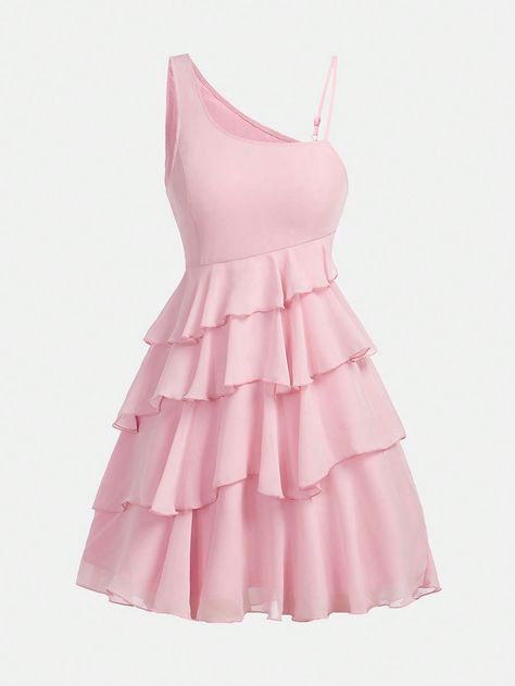 Pink Casual Collar Sleeveless Chiffon Plain A Line Embellished Non-Stretch  Teen Girls Clothing Birthday Dresses For Teens, Pink Brides Maid Dresses, Classy Long Dress, Shoulder Strap Dress, Caroline Dress, Short African Dresses, Social Dresses, Teen Girl Dresses