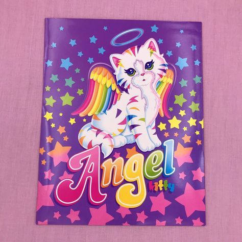 Lisa Frank Folders, Lisa Frank Birthday Party, Cat And Cloud, Rainbow Kittens, Fabric Book Covers, Angel Books, Cat Puzzle, Angel Cat, Pocket Folder