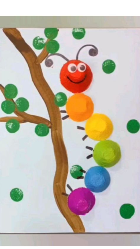 Art And Craft Activities For Kids, Art Crafts For Kids, Art And Crafts For Kids, Preschool Creative Art, Hungry Caterpillar Craft, Caterpillar Craft, Toddler Arts And Crafts, Craft Ideas For Kids, Preschool Arts And Crafts