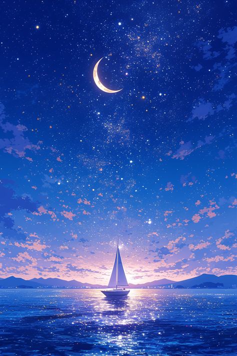 AI-generated Illustration by tarotaro - Pixiv 3524455  AI generated Illustration stars #ai  #wallpaper   #illustration  #background  #aiillustration  #scenery  #nightview Sea Of Stars Wallpaper, Illustration Stars, Aquatic Art, Fantastic Wallpapers, Ocean Illustration, Wallpaper Illustration, Dreamy Artwork, Fantasy Background, Drawing Wallpaper