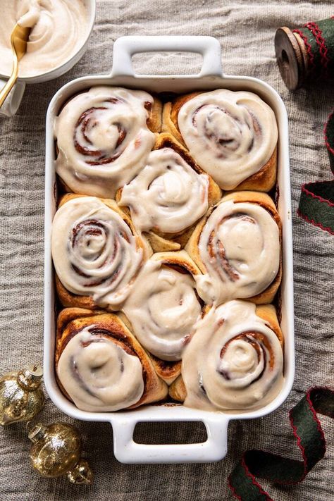 Easy Gingerbread Brioche Cinnamon Rolls | halfbakedharvest.com #cinnamonrolls #gingerbread