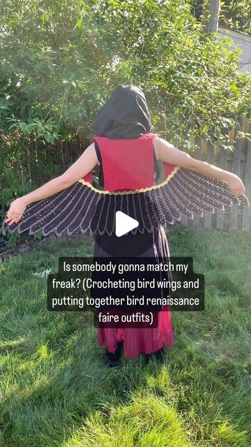 Crochet Bird Wings, Crochet Wings, Vest Crochet Pattern, Ren Faire Costume, Vest Crochet, Ren Fair, Crochet Birds, Crochet Vest Pattern, Spinning Yarn