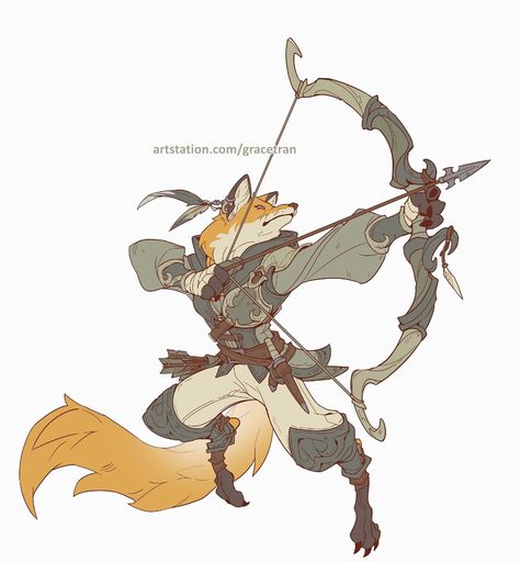 ArtStation - Foxfolks, Grace Tran Fantasy Cat, Fox Character, Game Character Design, Professional Art, Fantasy Concept Art, Animal Sketches, Dnd Characters, Art Portfolio, Creature Design