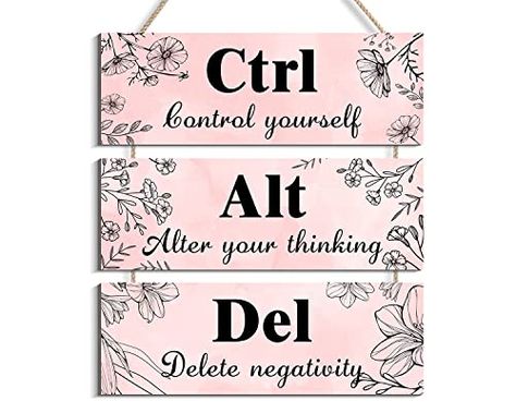 Pink Office Wall Decor for Woman, Ctrl Alt Del Wall Decor, Motivational Wall Plaques with Sayings Wooden Wall Hangings for Home Office (pink, 4.7 x 13.7 inch) Attendance Office Decorating Ideas, Pink Cubicle Decor, Pink Office Wall, Pink Office Walls, Work Office Decor Professional, Rose Gold Office Decor, Home Office Pink, Ctrl Alt Del, Pink Office Decor