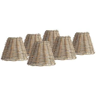 Springcrest Natural Wicker Chandelier Lamp Shades 3x6x5 (Clip-On) Set of 6 Wicker Lamp Shade, Chandelier Lamp Shades, Coastal Style Decorating, Rattan Chandelier, Lampshade Chandelier, Organic Style, White Lamp, Chandelier Shades, Chandelier Lamp