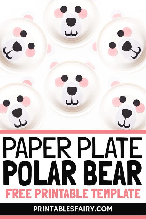 Learn how to make this fun and easy paper plate polar bear craft for kids. It is a simple preschool winter theme craft to learn a bit more about these bears. Polar Bear Art For Toddlers, Polar Bear Craft Preschool, Polar Bear Craft Preschool Art Projects, Polar Bear Preschool Art, Polar Bear Template, Paper Plate Polar Bear, Preschool Winter Theme, Polar Bear Process Art, Bear Crafts Preschool