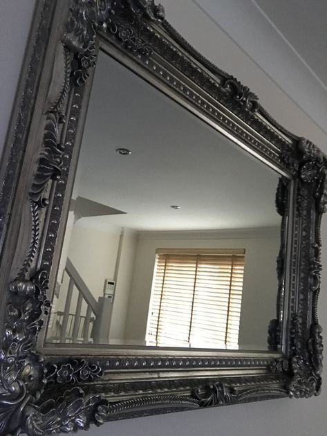 Antique Silver Mirror, Antique Mirror Frame, Furniture For Bedroom, Antique Mirrors, Ornate Mirror, Gray Mirror, Mirror Frame, Vintage Mirror, Living Room Makeover