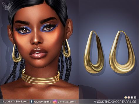 The Sims Resource - Anouk Thick Hoop Earrings Cc Jewelry, Cc Accessories, The Sims 4 Skin, Sims 4 Game Mods, Sims 4 Body Mods, Thick Hoop Earrings, Bunny Earrings, Chunky Earrings, Sims 4 Game