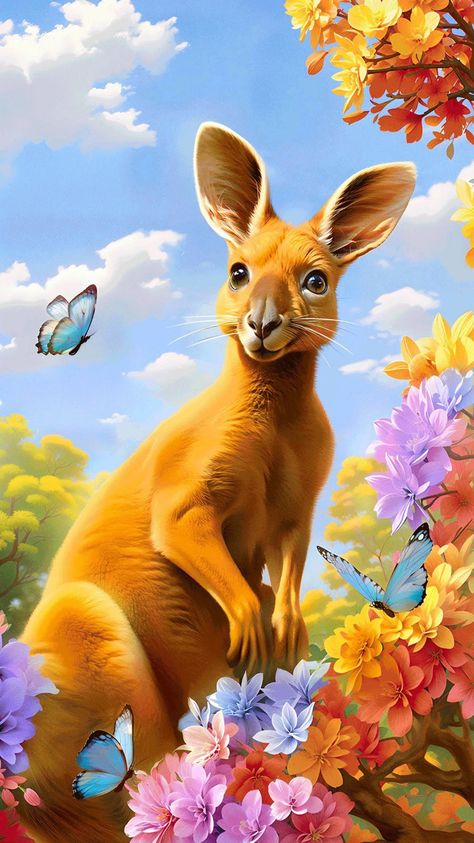 #kangaroo #Animal #wallpaper #illustration #art Thanks Wallpaper, Kangaroo Drawing, Kangaroo Animal, Kangaroo Illustration, Kangaroo Art, Romantic Drawing, Wallpaper Illustration, Color By Numbers, Classic Paintings