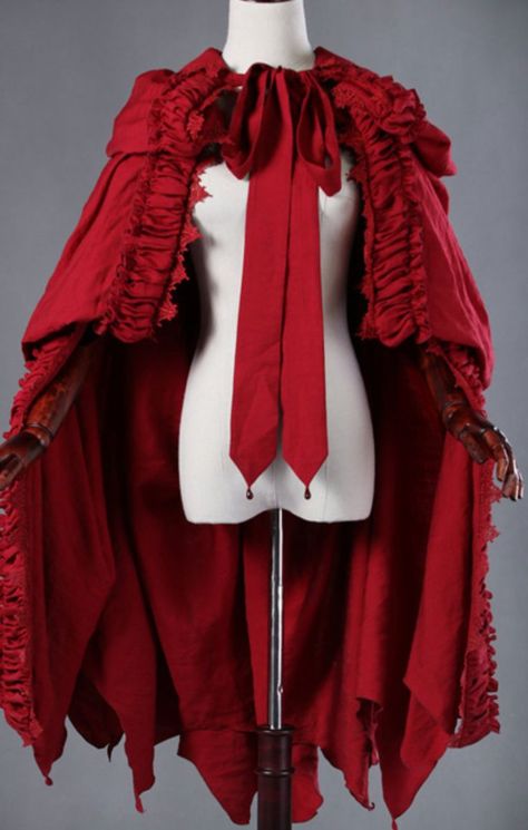 Little Red Riding Hood Aesthetic, Cerise Hood, Fairy Tale Costumes, Broken Doll, Ren Fair, Clothes Reference, Geometric Fashion, Red Cape, Hooded Cloak