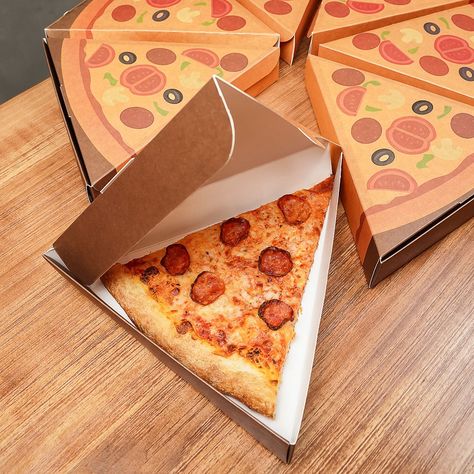 Pizza boxes that look like a pizza pie 🤯 That's what we like to call a slice of pizza heaven 🍕 Pizza By The Slice Display, Pizza Slice Packaging, Pizza Packaging Ideas, Pizza Box Aesthetic, Pizza In A Box, Individual Pizza, Pizza Box Design, Pizza Packaging, Pizza Food Truck