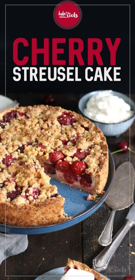 Cherry Streusel Cake | Bake to the roots Cherry Streusel Cake, Sour Cream Bake, Cherry Streusel, Cherry Bakewell Cake, Cake With Sour Cream, Bakewell Cake, German Pastries, Cherry Crumble, Streusel Cake