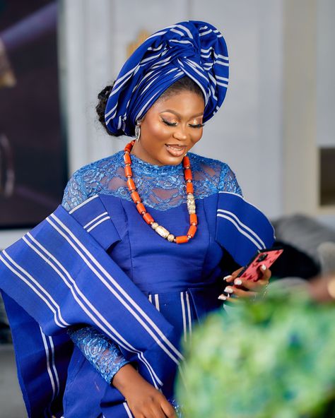 Royal Blue traditional wedding outfit Royal Blue Yoruba Traditional Wedding Attire, Blue Yoruba Traditional Wedding Attire, Yoruba Traditional Wedding Attire, Yoruba Bride, Traditional Wedding Attire, Nigerian Weddings, Traditional Wedding Dress, Massachusetts Institute Of Technology, Bella Naija Weddings