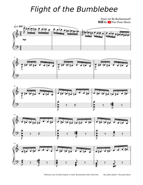 Flight Of The Bumblebee, Piano Sheet, Free Sheet Music, Piano Sheet Music, Bumble Bee, Sheet Music, Flight, Piano, Music