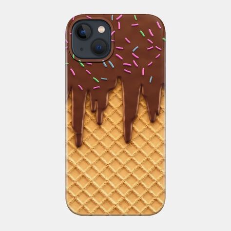 Chocolate Phone Case, Candy Phone Cases, Cone Dessert, Dark Chocolate Ice Cream, Ice Cream Waffle Cone, Toy Phone, Ice Cream Gift, Melting Ice Cream, Waffle Ice Cream