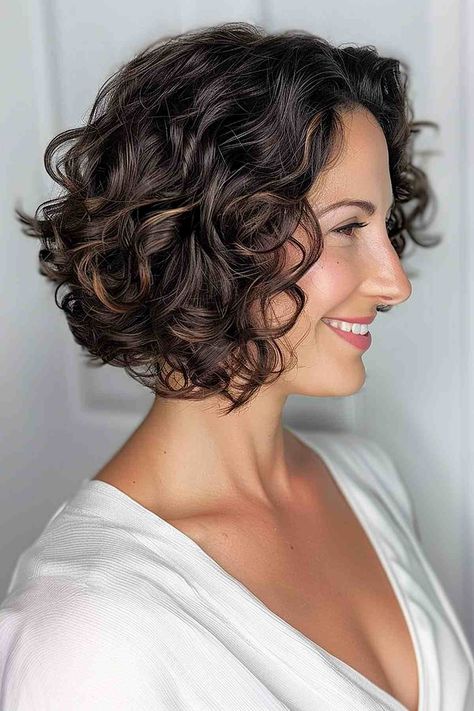 25 Chin-Length A-Line Bobs That Will Make You Book a Haircut Now! Hair Looks Curly, Long Stacked Haircuts, Short Curly Bob Haircut, Curly Hair Looks, Short Stacked Bob Haircuts, Short Curly Hairstyles For Women, Stacked Bob Hairstyles, Bob Haircut Curly, Stacked Bob Haircut