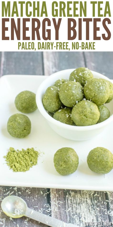 Matcha Green Tea Recipes, Ball Recipes, Energy Bites Recipes, No Bake Energy Bites, Green Tea Recipes, Matcha Recipe, Recipes Soup, Mix Recipes, Recipes Casserole