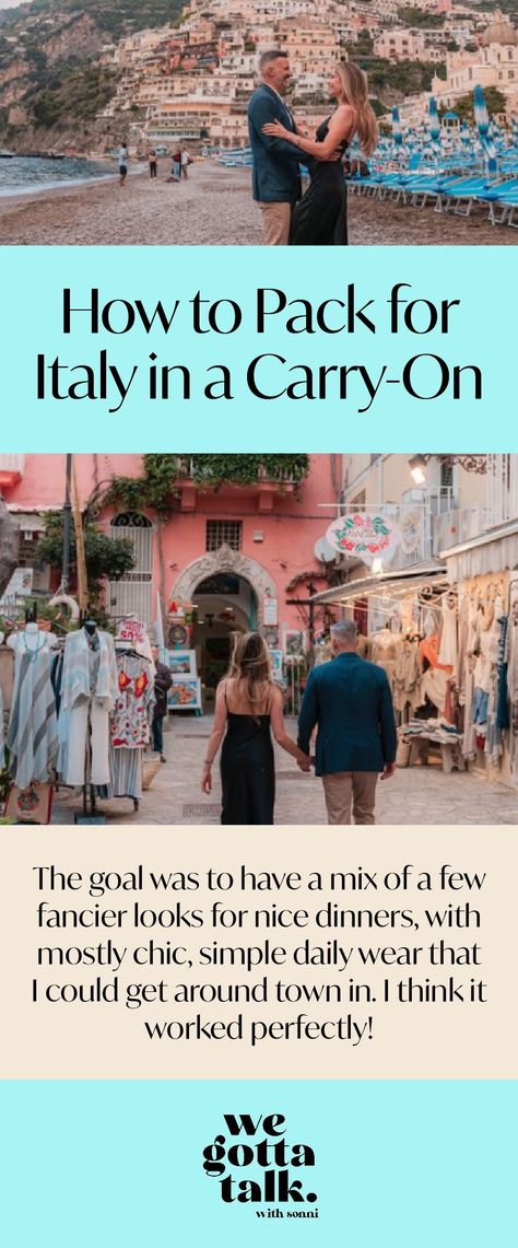 2 Weeks Italy Outfits, 10 Days In Carry On, One Week In Italy Packing, How To Pack A Carry On For 10 Days Italy, Italy Carry On Packing List, Two Weeks In A Carry On, Amalfi Coast Packing List, 10 Days In Italy Packing Lists Summer, Rome Dinner Outfit