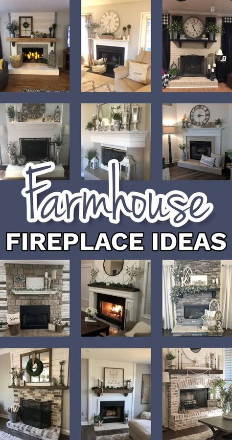 Decorated Fireplaces Ideas, Fireplace Mantle Decor Farmhouse Rustic, Country Farmhouse Fireplace Ideas, Farmhouse Style Mantle Decor, Mantel And Hearth Decorating Ideas, Decorating Mantels Ideas, Country Fireplace Mantle Decor, Over Fireplace Decor Ideas Modern, Country Mantle Decor Farmhouse Style