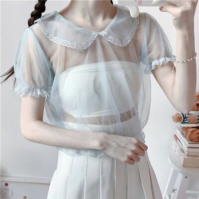 Shoulder width: 36cm/14.1", bust: 95cm/37.3". Material: polyester. length: 37cm/14.5", sleeve length: 17cm/6.7". Color: white, black, pink, blue, purple, green, grey. This item is for 1pc top and excludes all the accessories. Sheer Crop Top, Bodycon Tops, Womens Lace Tops, Retro Fits, Denim Crop Top, Beaded Blouse, Floral Lace Tops, Floral Crop Tops, Crop Top Blouse