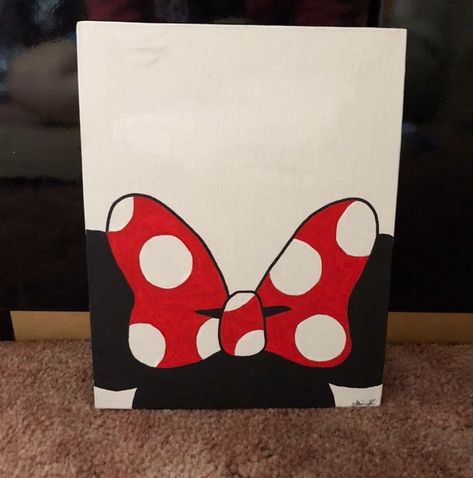 Minnie Mouse Painting, Cute Easy Paintings, Disney Canvas Art, Disney Canvas, Disney Paintings, Arte Indie, Playing Cards Art, Small Canvas Paintings, Canvas Drawing