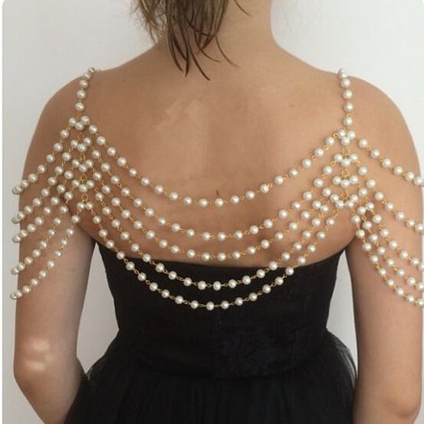 Pearl Shoulder Necklace, Bridal Body Jewelry, Burning Men, Shoulder Jewelry, Shoulder Necklace, Pearl Chain Necklace, Necklace Pendants, فستان سهرة, Necklace Wedding