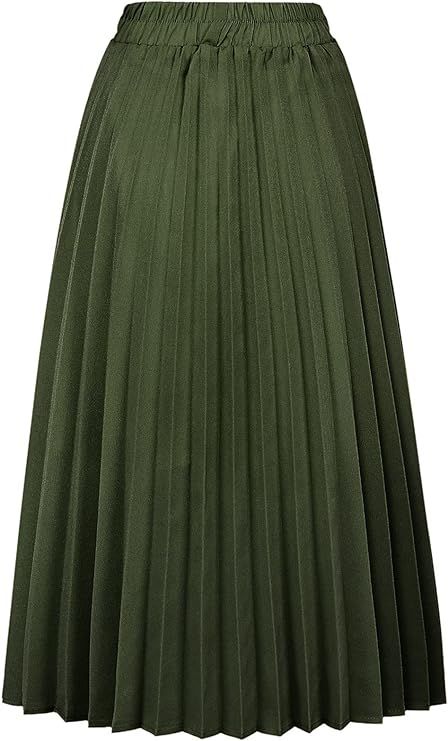 Amazon.com: CHARTOU Womens Chic Elastic High Waisted A Line Leopard Print Pleated Shirring Midi-Long Skirt (Black, X-Large) : Clothing, Shoes & Jewelry Brown Pleated Skirt, Business Casual Skirt, Skirts Flowy, Leopard Skirt, Pleated Long Skirt, Animal Print Skirt, Black Pleated Skirt, Skirts Midi High Waisted, Long Skirts For Women