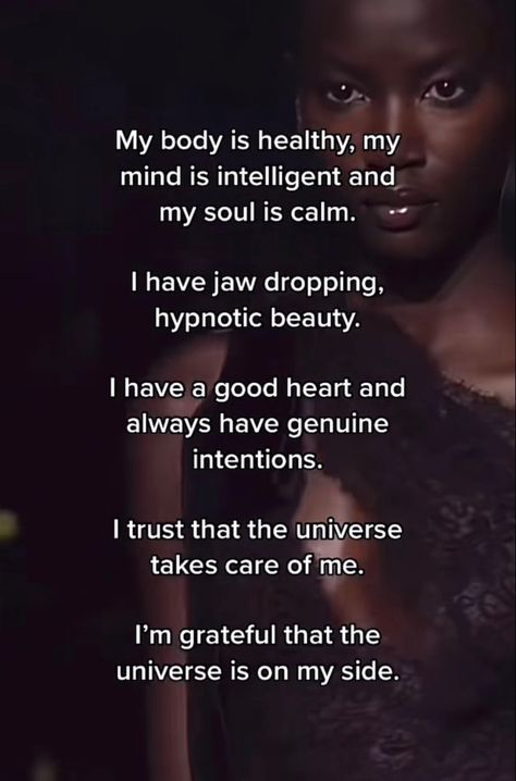 Toni Jones Affirmations, Long Hair Affirmations, Affirmation For Black Women, Model Affirmations, Pretty Crier, Pretty Affirmations, Hair Affirmations, Beauty Affirmations, Divine Feminine Spirituality