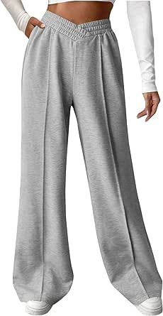 niyokki Womens Grey Sweatpants Crossover Wide Leg Long Pants Casual Baggy Flare Sweat Pants Low Rise Sweats(V-Sweatpants-Gray-S) Flare Sweat Pants, Flare Sweats, Sweatpants Wide Leg, Pants Low Rise, Baggy Sweatpants, Wide Leg Sweatpants, Grey Sweatpants, Pants Casual, Rainy Day Outfit