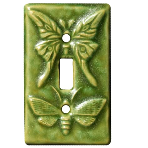 Ceramic Art Moth & Butterfly Single Toggle Light Switch Cover Plate Alivia Aesthetic, Forest Room Decor, Ceramic Light Switch, Light Plate Covers, Moth Butterfly, Toggle Light Switch, Ceramics Pottery Art, Light Switch Plate Cover, Light Switch Cover