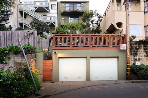 Garage rooftop deck | House | Pinterest | Rooftop Deck, Rooftops ... Rooftop Patio Garden, Deck Over Garage, Shed Design Ideas, Pergola Shade Cover, Garage Pergola, Rustic Pergola, Garage Floor Paint, Patio Plans, Garage Roof