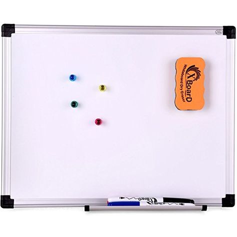 XBoard Double-Sided Magnetic Whiteboard Set, 15 x 12-Inch, Dry Erase Board with 1 Magnetic Dry Eraser, 3 Dry Erase Markers and 4 Push Pin Magnets Framed Whiteboard, Notes Messages, Dry Erase Board Calendar, Pen Tray, Magnetic Whiteboard, Marker Board, Board For Kids, Magnetic White Board, Dry Erase Markers