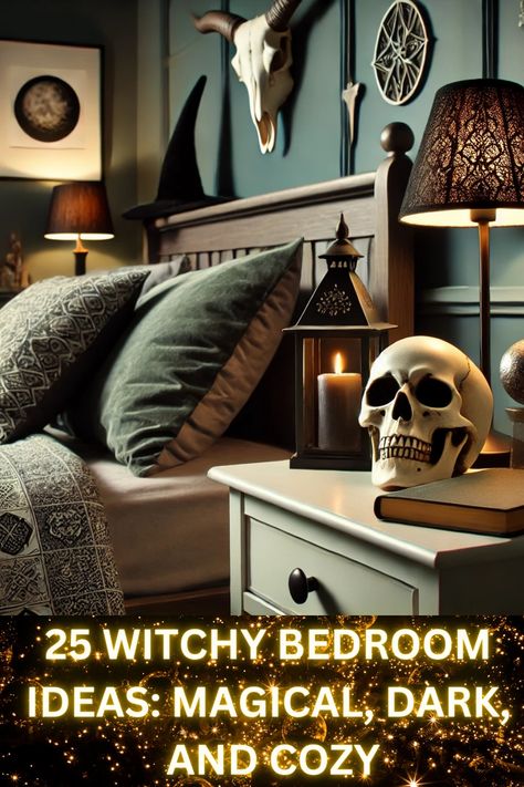 25 Witchy Bedroom Ideas: Magical, Dark, and Cozy Witches Bedroom Aesthetic, Witchy Color Palette Bedroom, Medieval Aesthetic Bedroom, Gothic Forest Bedroom, Lush Bedroom Ideas, Modern Witchy Bedroom, Scary Bedroom Aesthetic, Dark Cottage Core Decor, Apothecary Bedroom Ideas