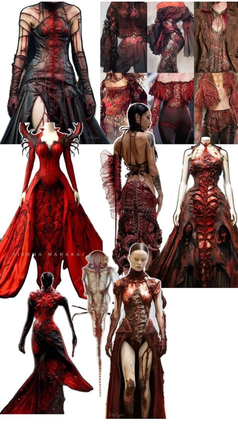 Eldritch Horror Outfit, Ethereal Goth Outfit, Gore Halloween Costumes, Gore Clothes, Blood Astethic, Gore Fashion, Scary Fashion, Horror Dress, Blood Outfit