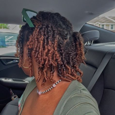 Dyed Twists Natural Hair, Dyed Mini Twists, Dyed Mini Twists Natural Hair, Ginger Mini Twists, Protective Hairstyles Twists, Ginger Curly Hair Black Women, Hair Dyed Curly Hair, Natural Hair Dyed, Curly Hair Black Women