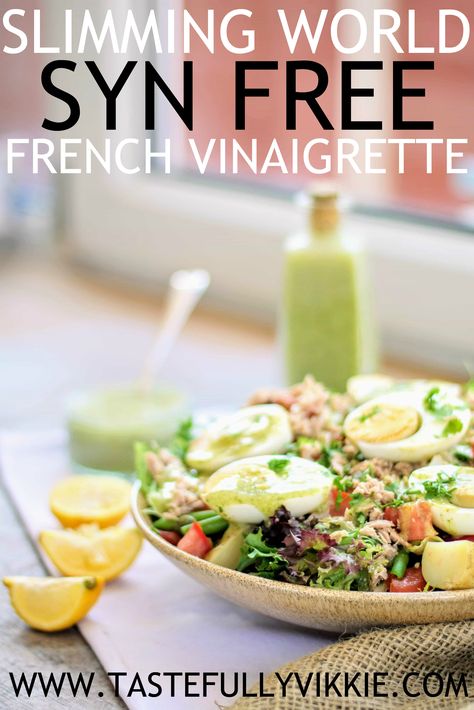 Slimming World Syn Free French Fine Herbs Vinaigrette Salad Dressing Perfect Salad Recipe, French Vinaigrette, Nicoise Salad Recipe, Dash Diet Recipes, Salad Dressing Recipes Healthy, Healthy Lunches For Work, Syn Free, Nicoise Salad, Healthy Salad Dressing