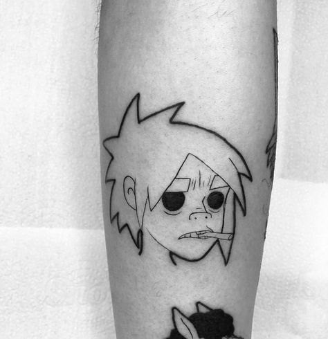 Gorillaz Tattoo Ideas, Acdc Tattoo, 2d Gorillaz, Sharpie Tattoos, Ghost Tattoo, Jamie Hewlett, Weird Tattoos, Tattoo Portfolio, Dark Art Tattoo