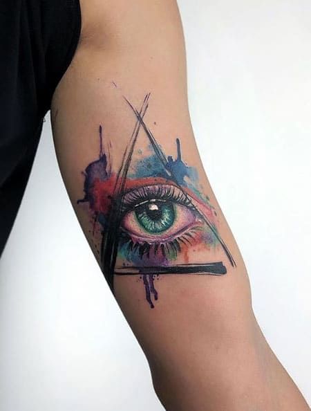 Eye Tattoo Color, One Eye Tattoo, Triangle Eye Tattoo, 3rd Eye Tattoo, Providence Tattoo, Ojo Tattoo, Eye Tattoo Design, Eye Tattoo Meaning, Realistic Eye Tattoo